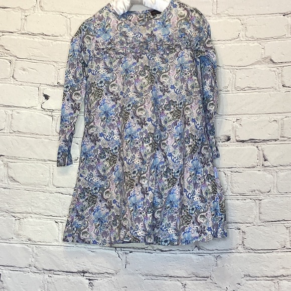 Rabbit Moon Blue Gray Floral Dress Size 4Y Excellent Condition - Picture 2 of 9
